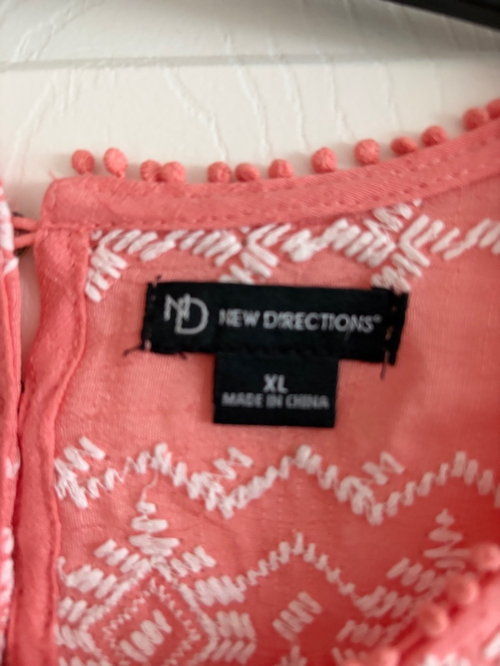 Coral Sleeveless Embroidered Yoke Camisole - Picture 2 of 5